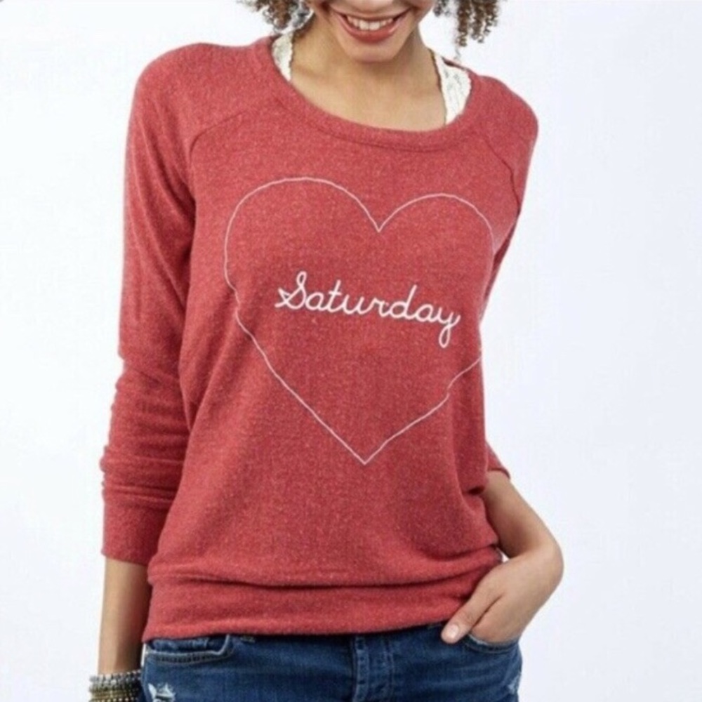 ❤️Romantic Chaser Red Saturday open back soft pullover Small